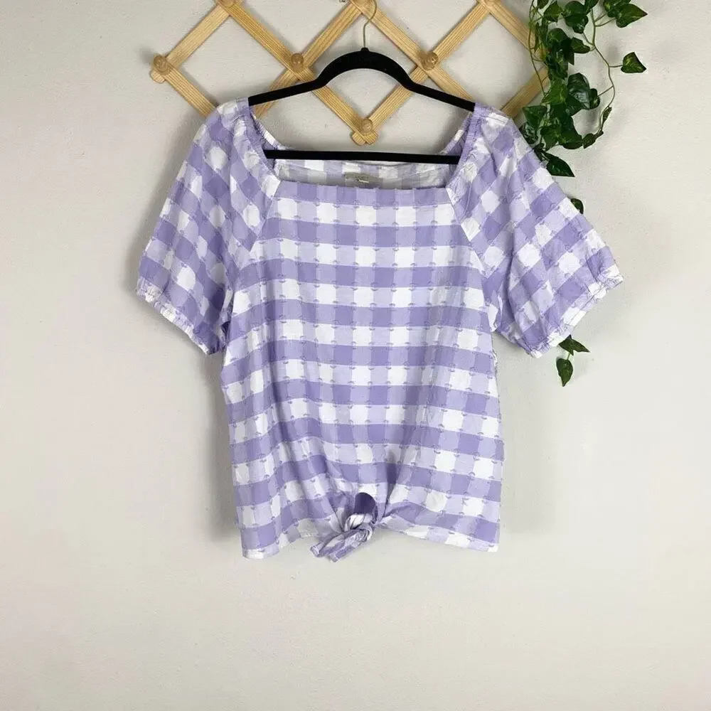 NWOT | LOFT Gingnam Square Neck Tie Front Top D99
